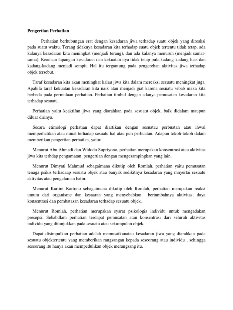 Pengertian Perhatian | PDF | Karier & Perkembangan | Pengembangan Diri