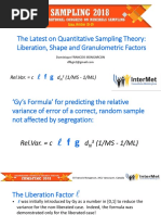 The Latest On Quantitative Sampling Theory: Liberation, Shape and Granulometric Factors