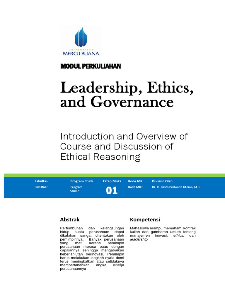 Leadership and Ethics in Governance | PDF | Corporate Governance ...