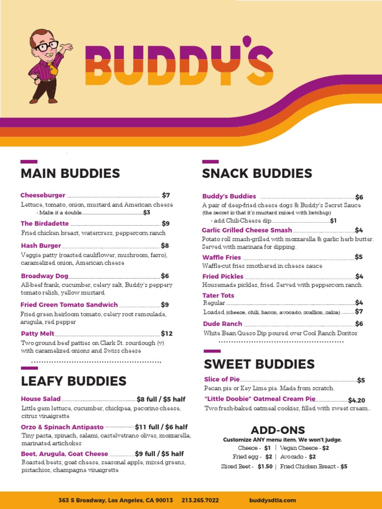 Main Buddies Snack Buddies AddOns Cuisine Foods