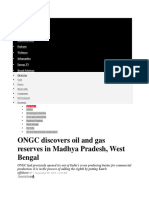 ONGC Discovers Oil and Gas Reserves in Madhya Pradesh, West Bengal