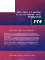 Unit Ii, Lesson 4: Qualitative Research in Different Areas of Knowledge