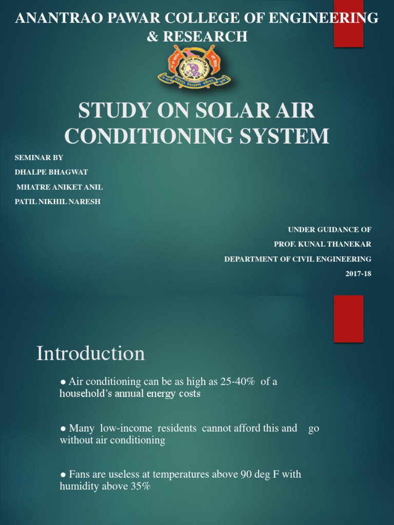 Solar Air Conditioning System Study | PDF | Solar Panel | Air Conditioning