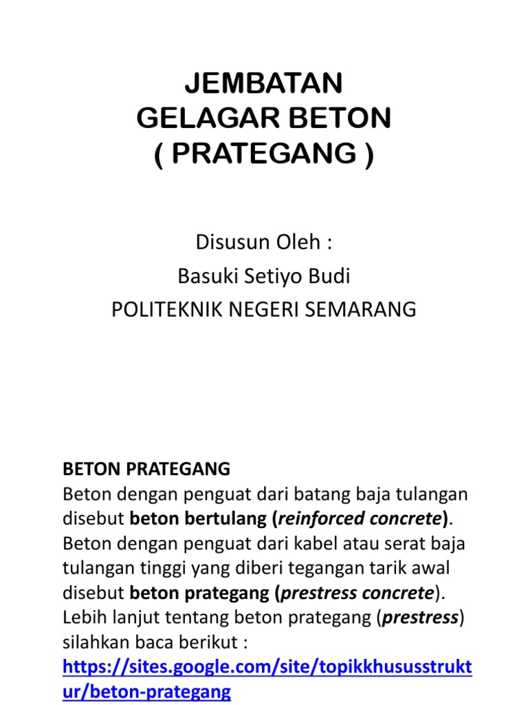 Ppt Jembatan Gelagar Beton Prategang Pptx