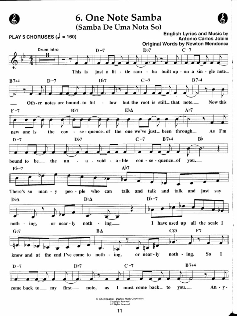 One Note Samba Aebersold98 Con Letra Ingles | PDF