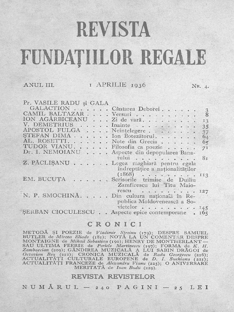 Revista Fundatiilor Regale Aprilie 1936 Pdf