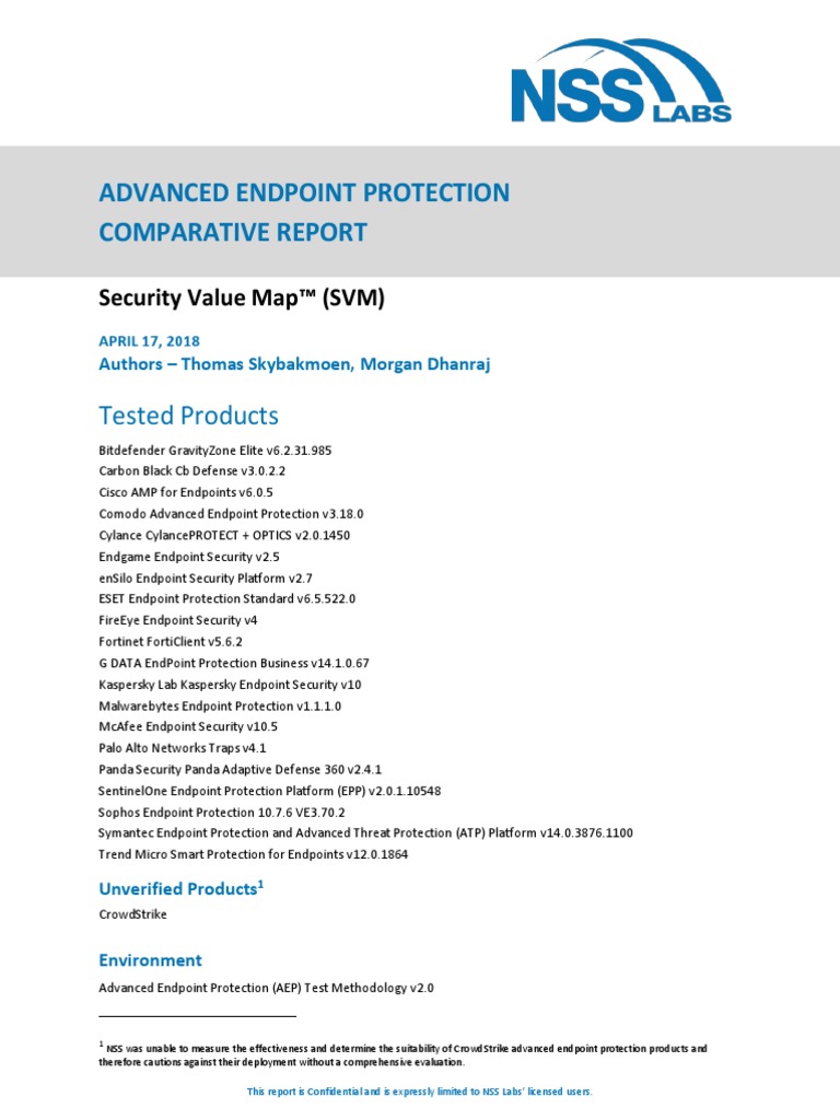 NSS Labs Advanced Endpoint Protection Comparative Report Security