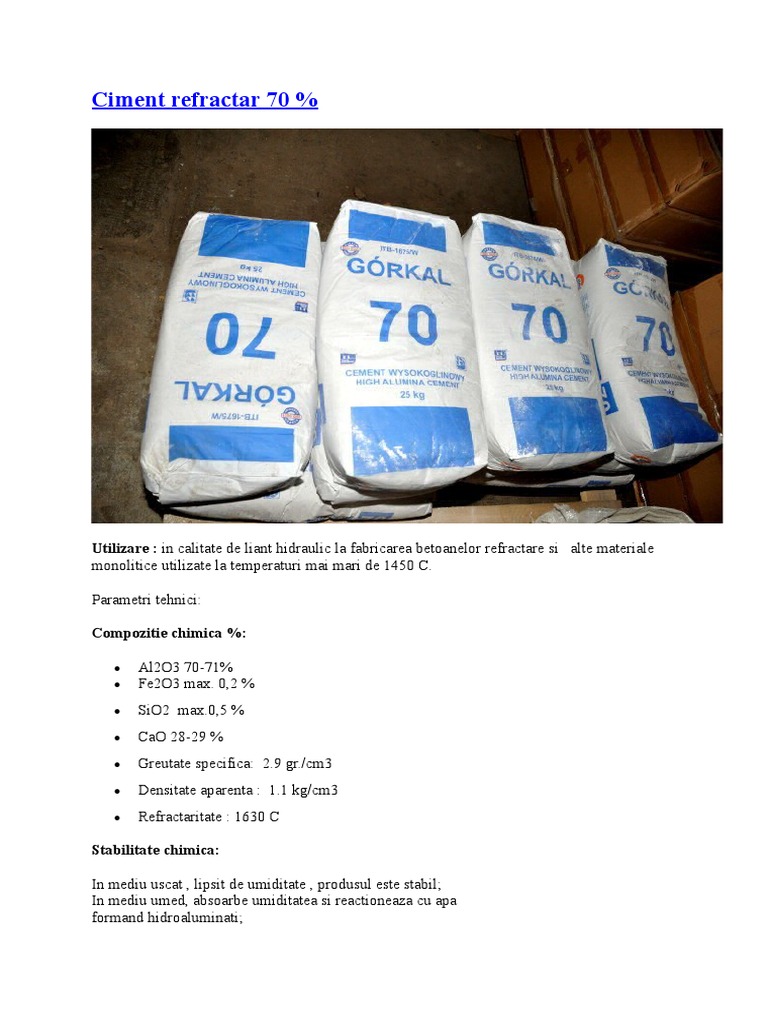 Ciment Refractar 70 | PDF