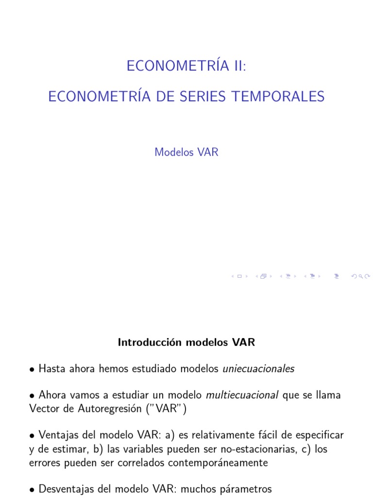Introducción a Modelos VAR en Econometría | PDF | Econometría | Álgebra
