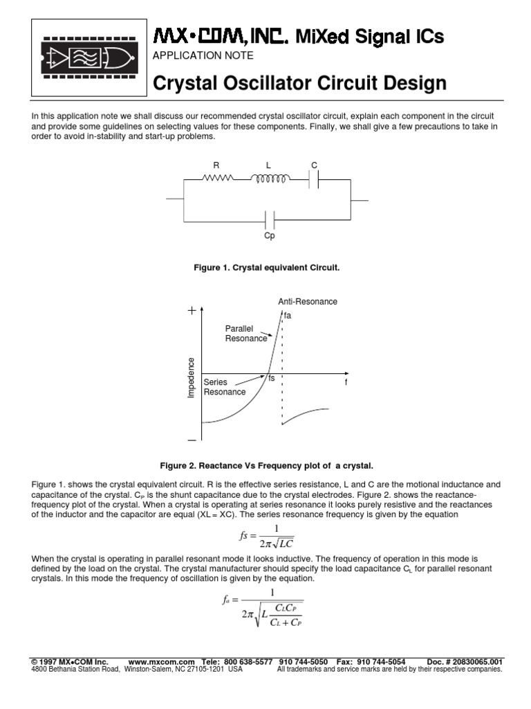 Crystal Oscillator Series And Parallel Circuits Capacitor