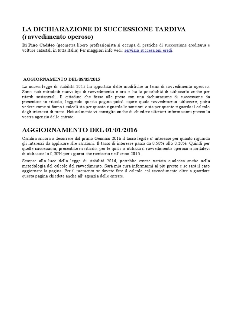 Ladichiarazione Di Successione Tardiva
