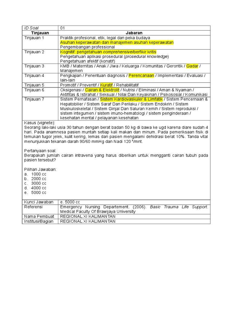 Soal Keperawatan Gawat Darurat Doc