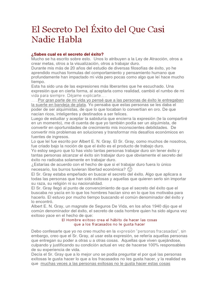El Secreto Del éxito Del Que Casi Nadie Habla Pdf Alquimia