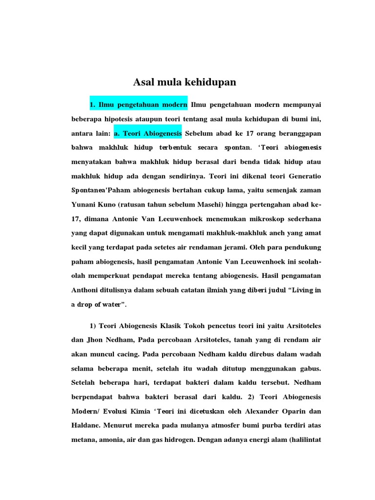 Asal Mula Kehidupan Pdf