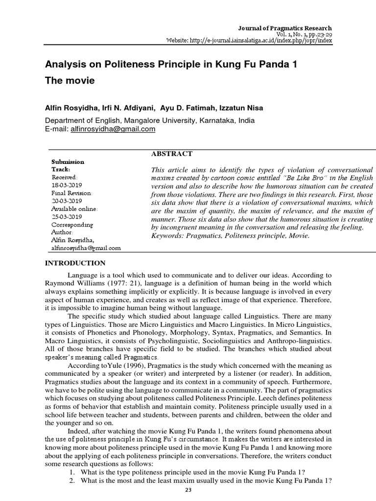 Politeness Principle in KUNGFU PANDA 1 The MOVIE | PDF | Linguistics ...