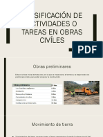 Clasificación de Actividades o Tareas en Obras Civíles