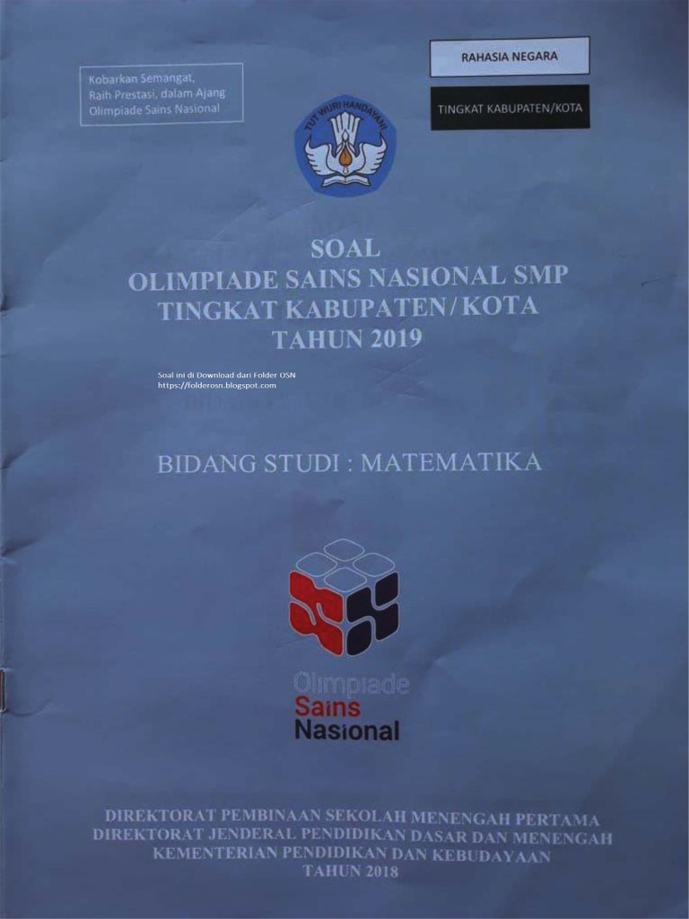 Soal Osn Matematika Smp 2019 Folderosn Blogspot Com Pdf