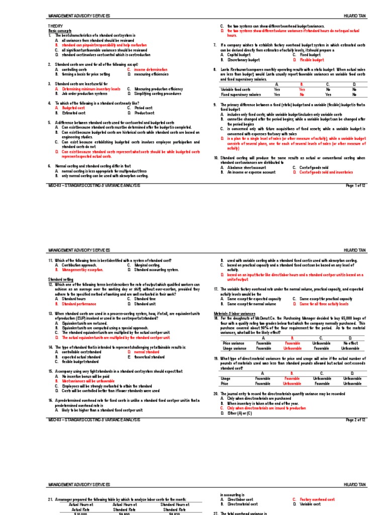 Standard Costing and Variance Analysis | PDF | Cost Of Goods Sold ...
