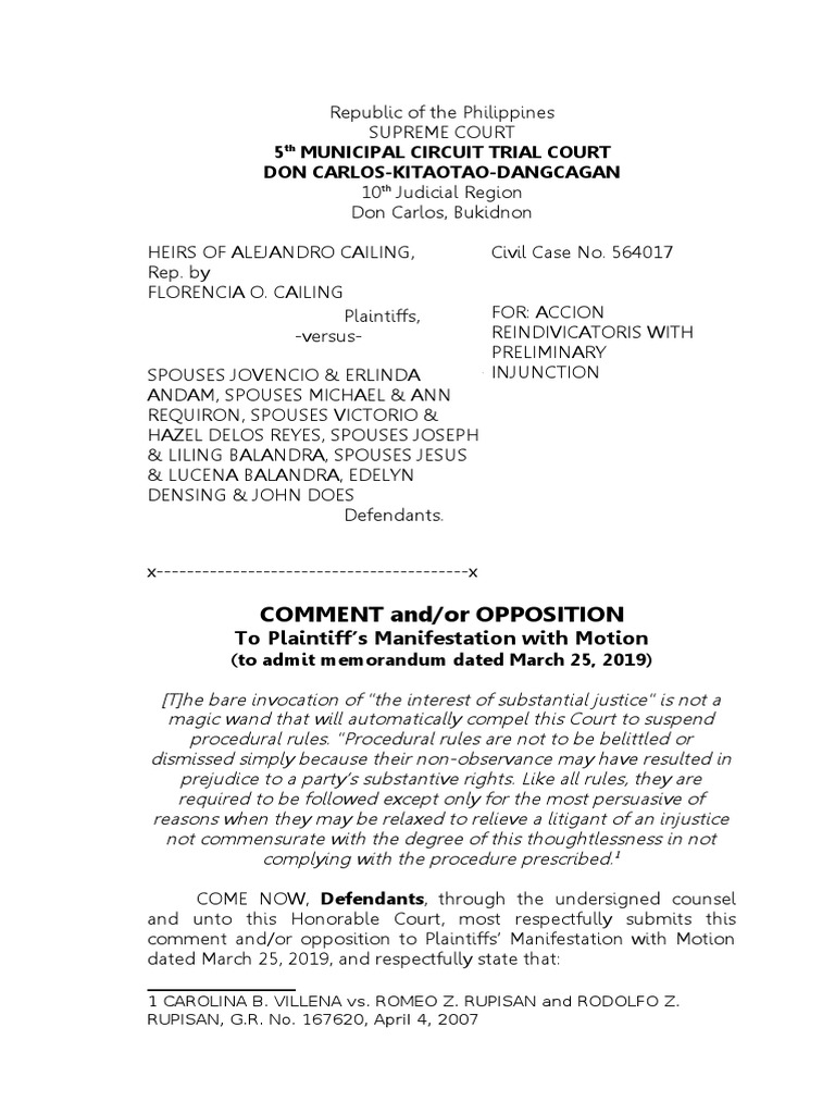 Opposition to Plaintiff's Motion Admission | PDF | Prejudice (Legal ...