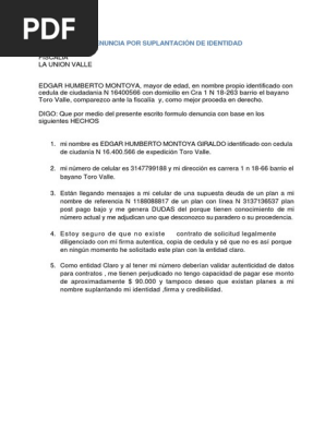 Denuncia Suplantacion Identidad Pdf