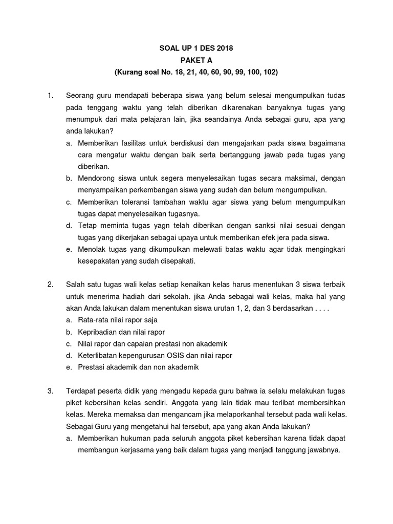 Soal Up Pgsd 2018 Docx