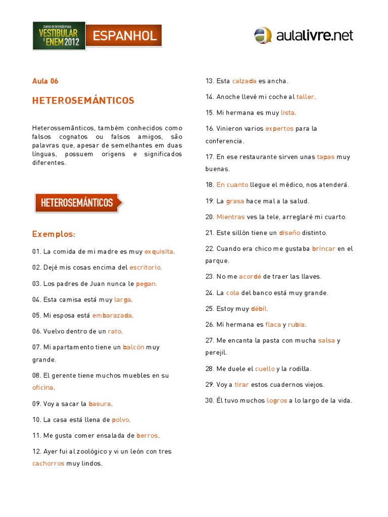 Heterossemânticos: Palavras com significados diferentes em português e ...