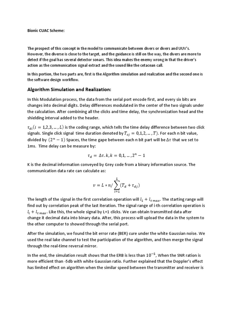 Bionic CUAC Scheme for Underwater Communication | PDF | Modem | Bit