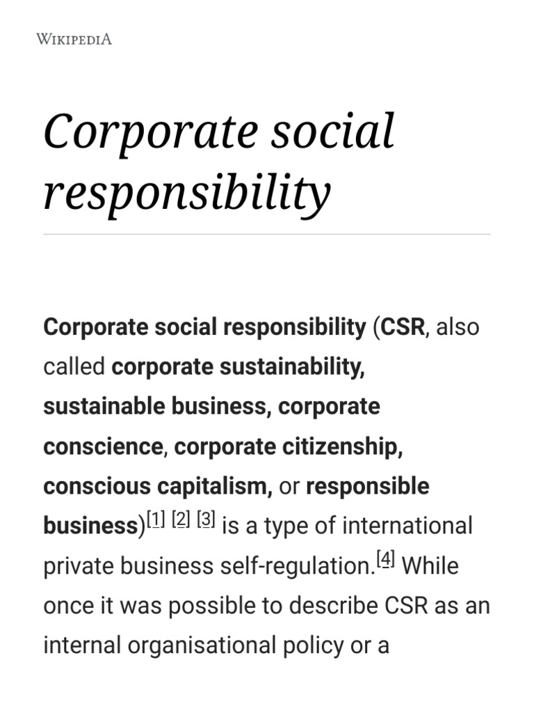 Corporate Social Responsibility Wikipedia Pdf Corporate Social Responsibility Employment
