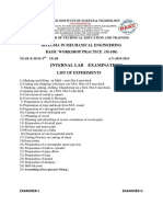 Internal Lab Examinations: Diploma in Mechanical Engineering Basic Workshop Practice (M-108)