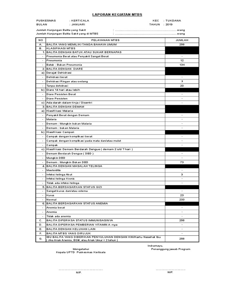 Format Laporan Komplikasi MTBM, MTBS, Sdidtk | PDF
