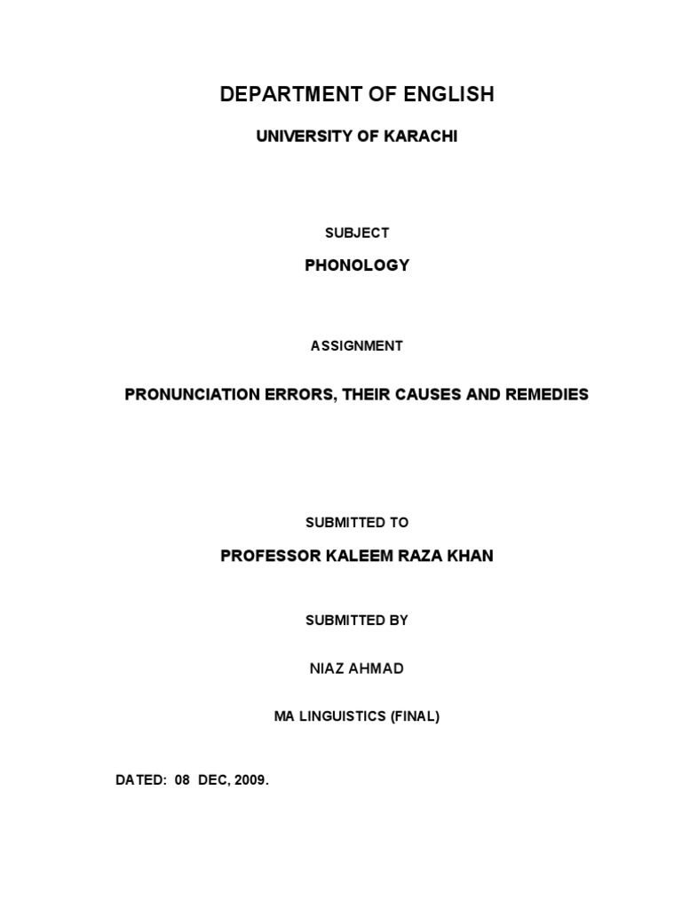 Pronunciation Errors in English Learners | PDF | English Language ...