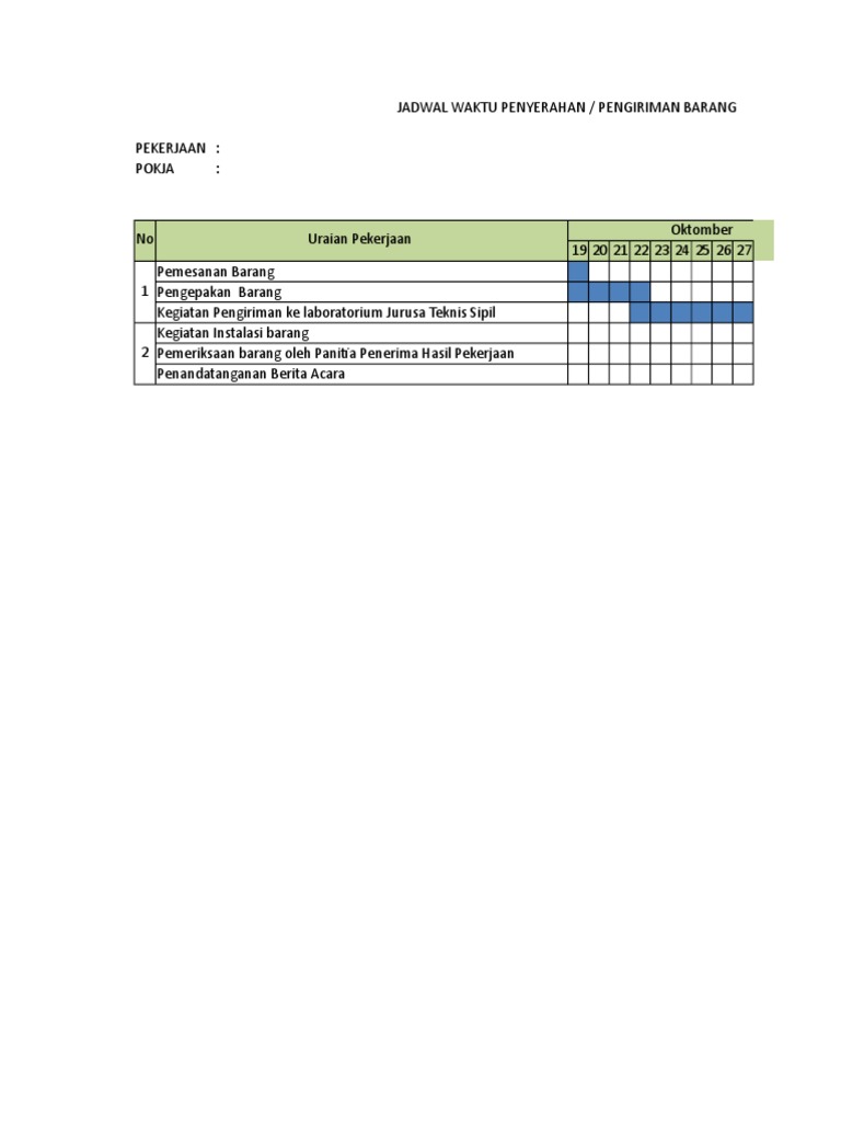 Contoh Jadwal Pengiriman Barang - Bakul Soal