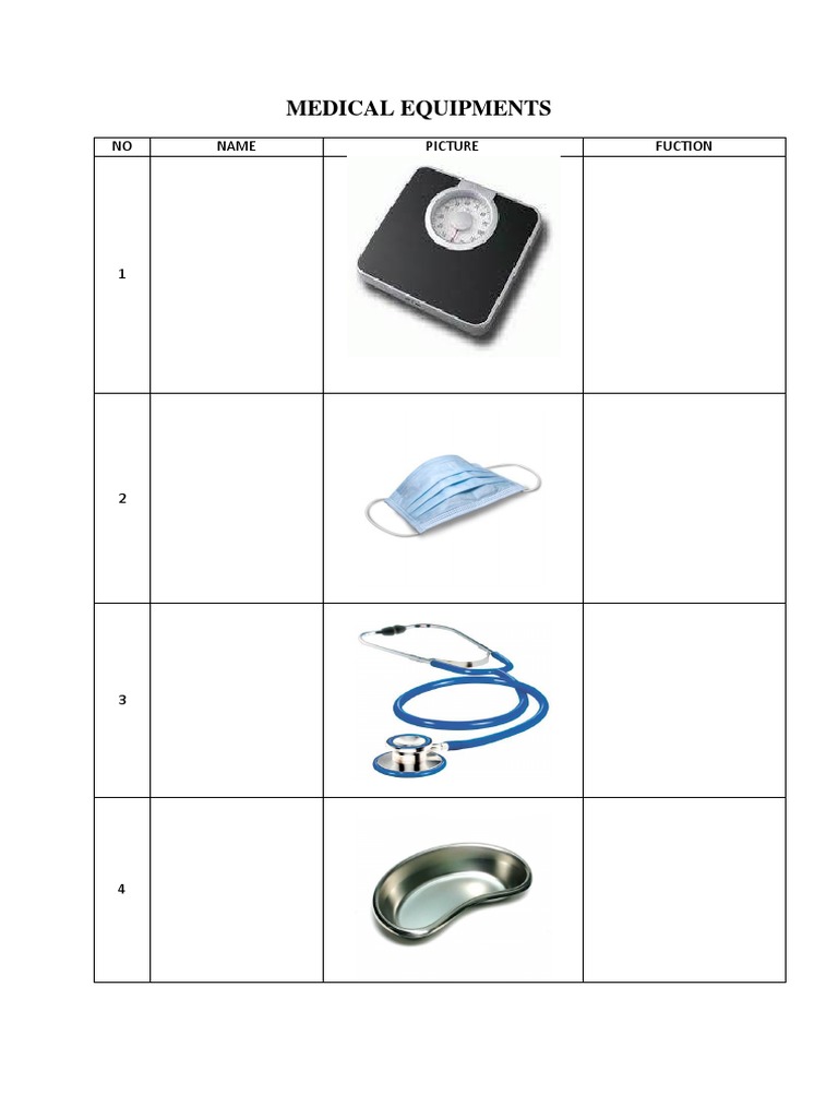 Medical Equipments: NO Name Picture Fuction | PDF
