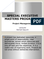 Special Executive Masters Programme: Project Management