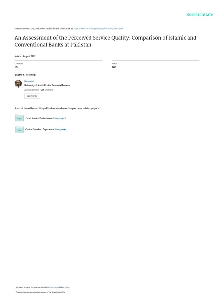 An Assessment of The Perceived Service Quality: Comparison of Islamic ...