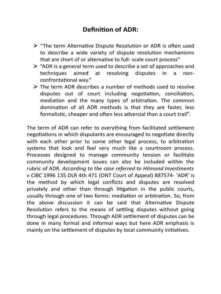 Overview of Alternative Dispute Resolution | PDF | Alternative Dispute ...