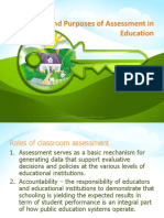 Roles and Purposes of Assessment in Education