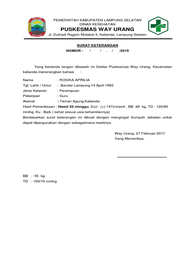 Contoh Surat Keterangan Imunisasi Catin - Contoh Surat