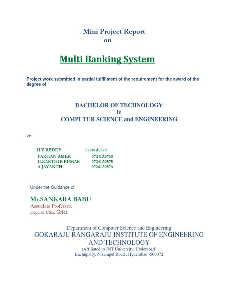 Multi Banking System Project Report | PDF | Java Servlet | Software Testing