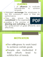 Leading: Commitment To The Organization. Directing and Motivating A Group Towards