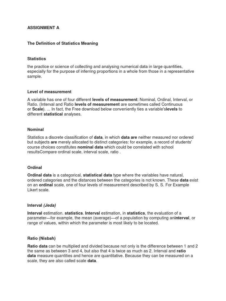 Assigment Statistics 27 Sept Pdf Level Of Measurement Variance