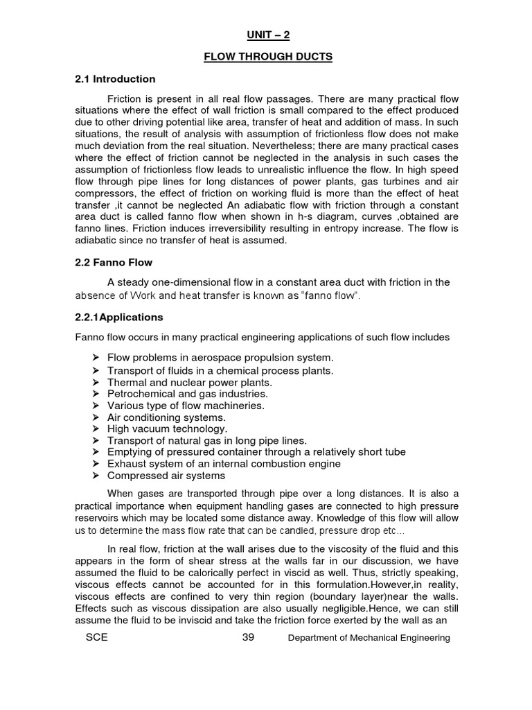Fanno Flow in Ducts Explained | PDF | Fluid Dynamics | Thermodynamics