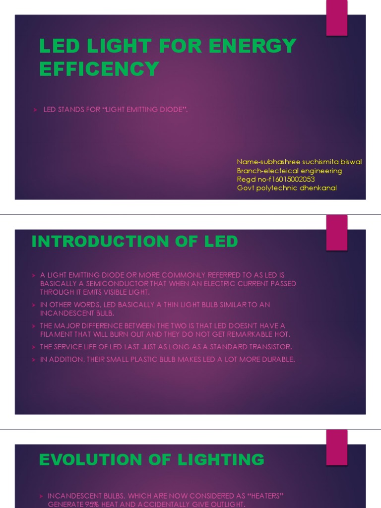 Led Light For Energy Efficency | PDF | Fluorescent Lamp | Light ...