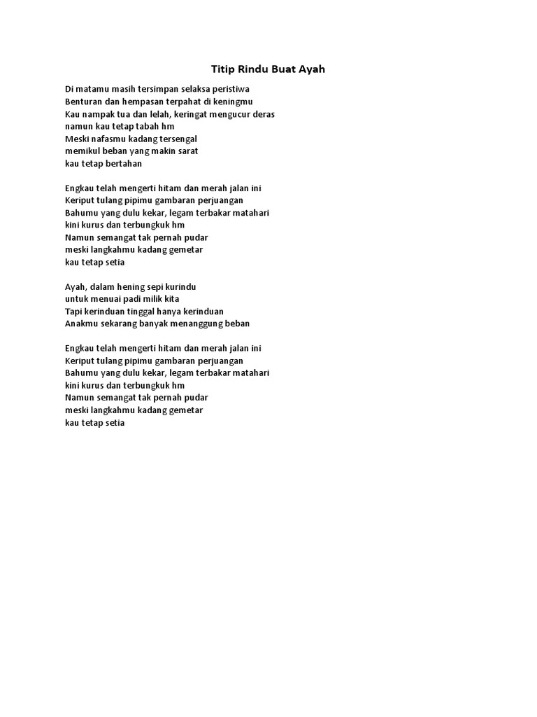 Ayah Dalam Hening Sepi Ku Rindu Lirik Lagu Ini Begitu Menyentuh Hati Bagi Siapa Saja Yang Sedang Merindukan Sosok Seorang Bapak Br Br Dalam Aplikasi Sederhana Ini Chrimara