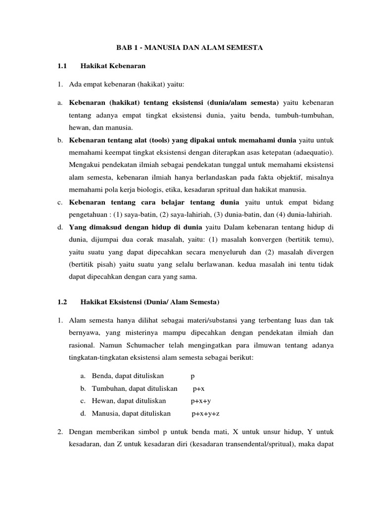 Manusia Dan Alam Semesta | PDF | Filsafat