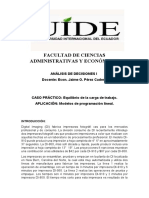 Equilibrio de La Carga de Trabajo - Modelo de Programación Lineal