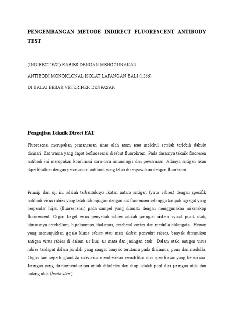 Metode Indirect FAT untuk Uji Rabies | PDF | Kesehatan Holistik