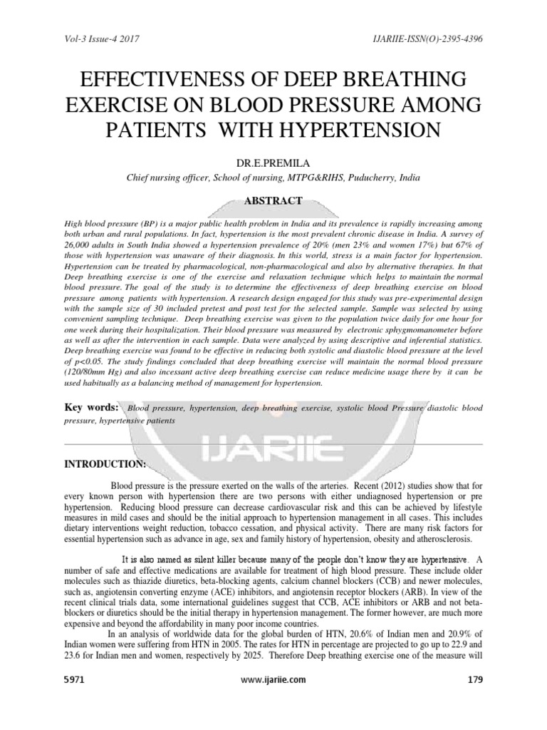 Deep Breathing's Impact on Hypertension | PDF | Hypertension | Breathing