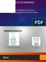 Name of The Experiment: To Determine The Heat of Neutralisation of Acid With Base