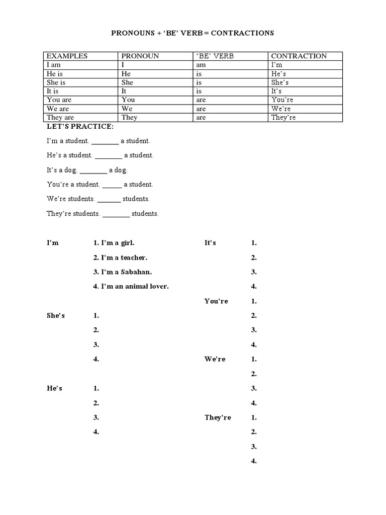 Understanding Pronoun Contractions | PDF